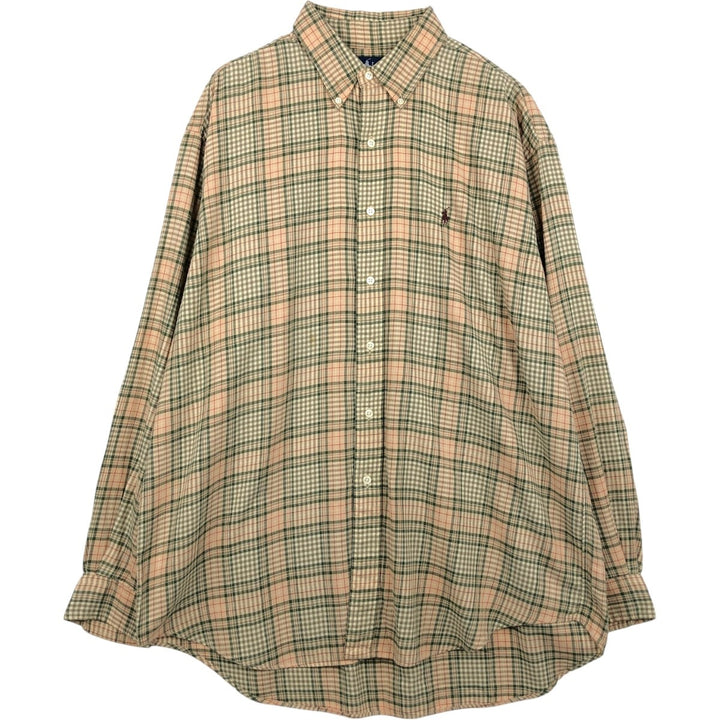 Ralph Lauren Classic Fit Long Sleeve Button Down Check Shirt Men's Size L cotton Beige type Vintage Second Hand