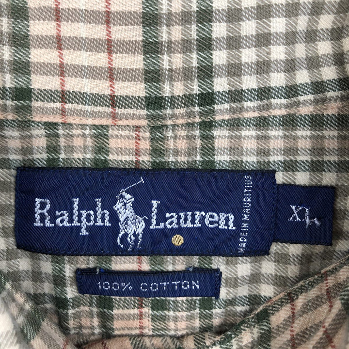 Ralph Lauren Classic Fit Long Sleeve Button Down Check Shirt Men's Size L cotton Beige type Vintage Second Hand