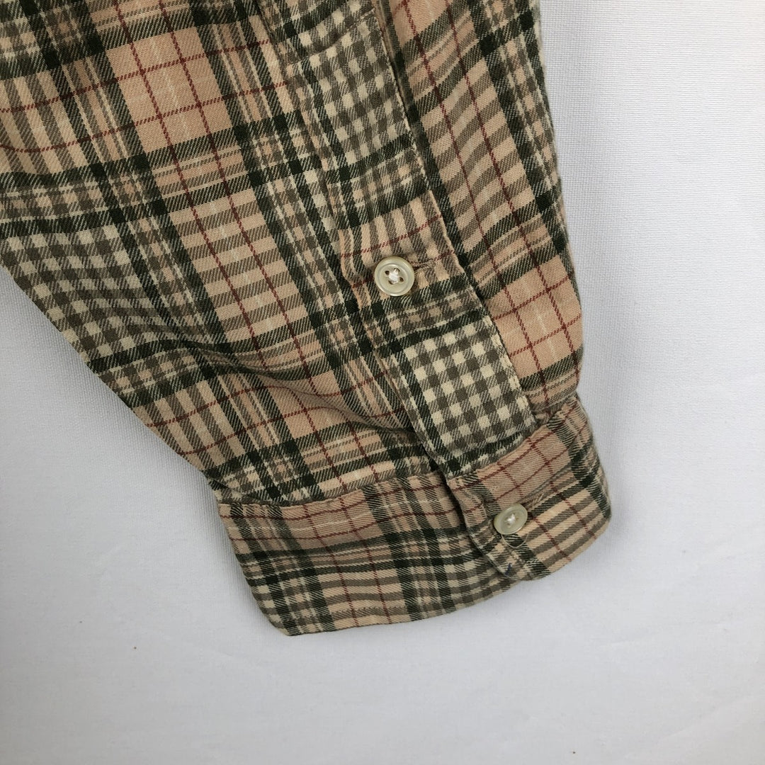 Ralph Lauren Classic Fit Long Sleeve Button Down Check Shirt Men's Size L cotton Beige type Vintage Second Hand