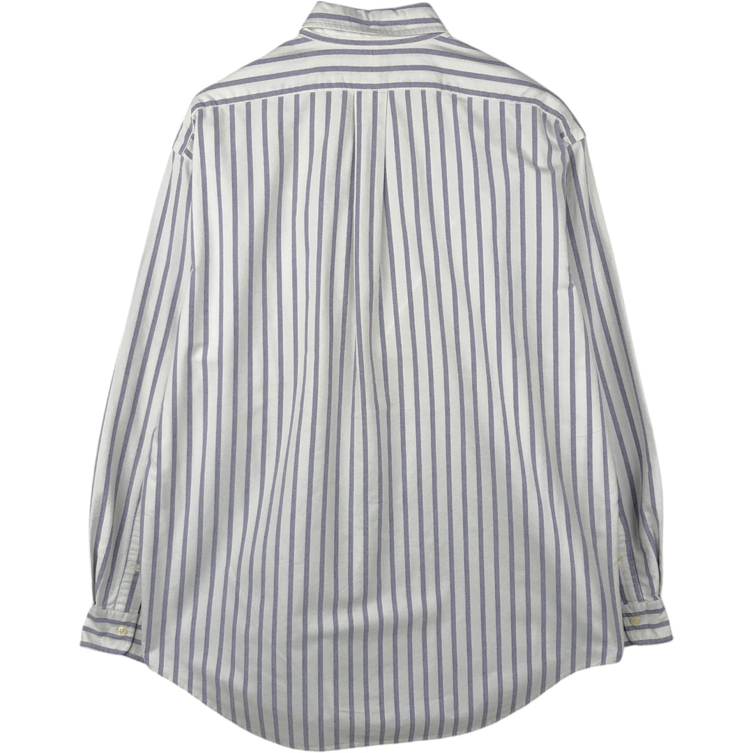 Ralph Lauren long sleeve button down striped shirt, men's size L cotton white type Vintage Second Hand