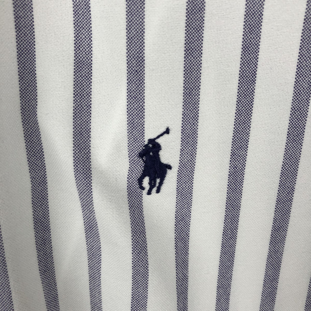 Ralph Lauren long sleeve button down striped shirt, men's size L cotton white type Vintage Second Hand