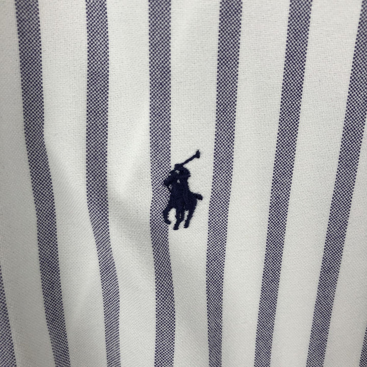 Ralph Lauren long sleeve button down striped shirt, men's size L cotton white type Vintage Second Hand