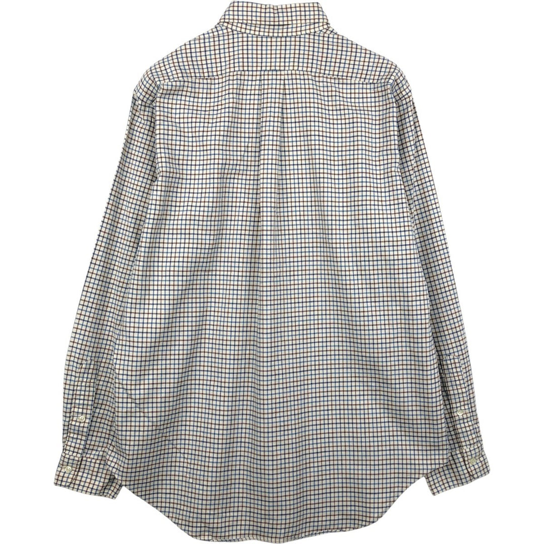 Ralph Lauren Classic Fit Long Sleeve Button Down Check Shirt Men's Size L cotton ivory Vintage Second Hand