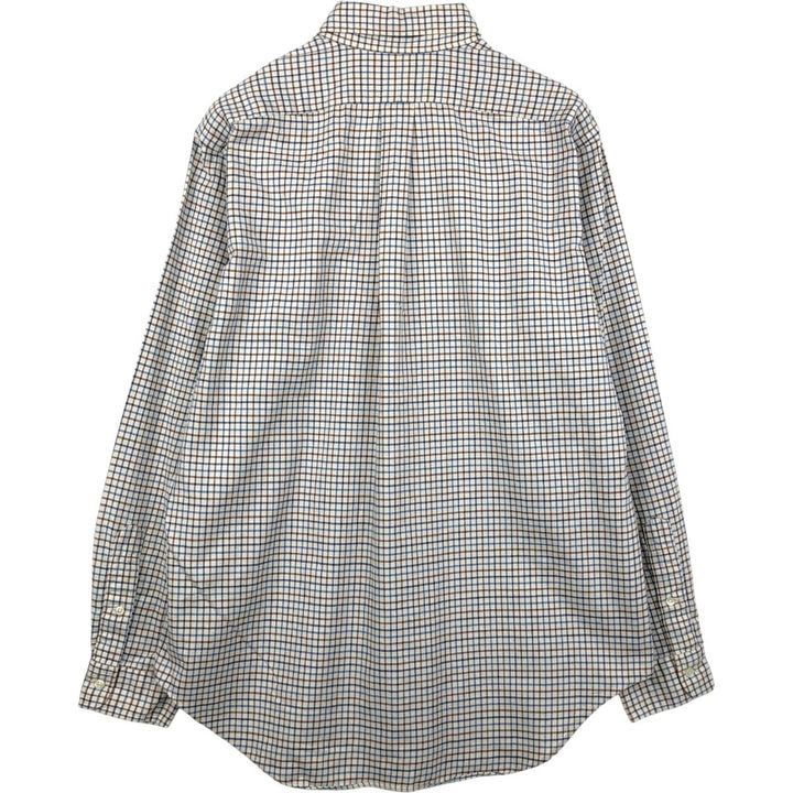 Ralph Lauren Classic Fit Long Sleeve Button Down Check Shirt Men's Size L cotton ivory Vintage Second Hand