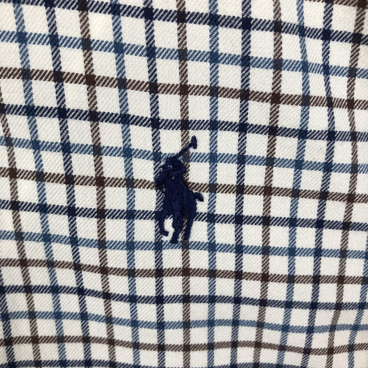 Ralph Lauren Classic Fit Long Sleeve Button Down Check Shirt Men's Size L cotton ivory Vintage Second Hand