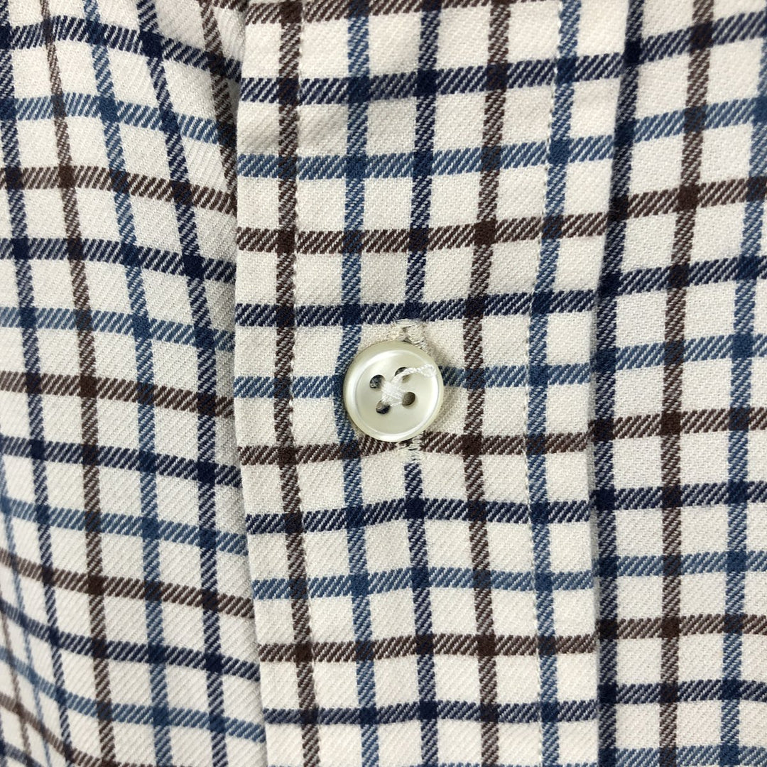 Ralph Lauren Classic Fit Long Sleeve Button Down Check Shirt Men's Size L cotton ivory Vintage Second Hand