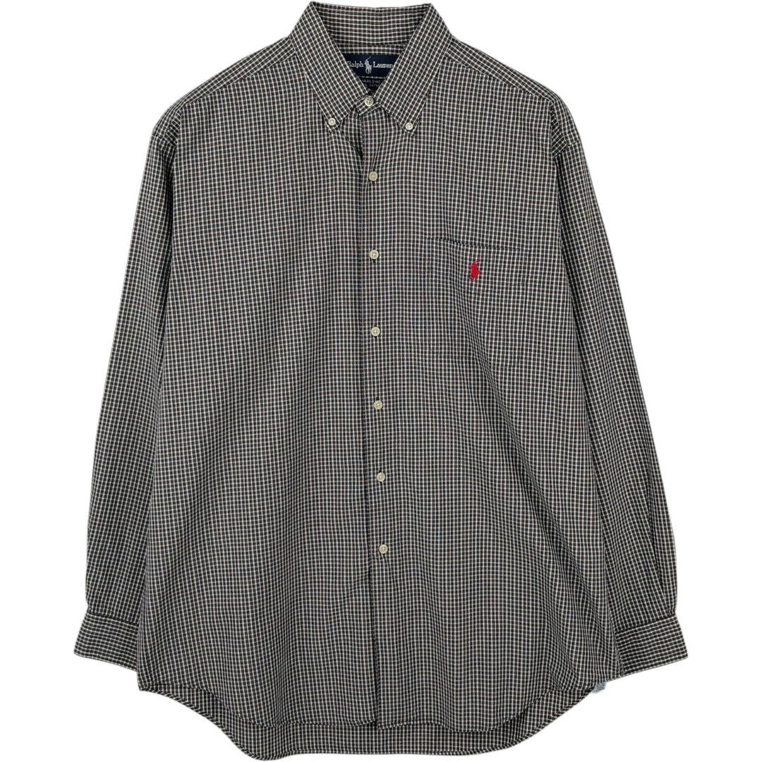 Ralph Lauren MARLOWE Long Sleeve Button-Down Check Shirt, Men's Size L cotton Green type dark green Vintage Second Hand