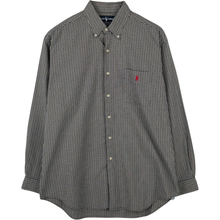 Ralph Lauren MARLOWE Long Sleeve Button-Down Check Shirt, Men's Size L cotton Green type dark green Vintage Second Hand