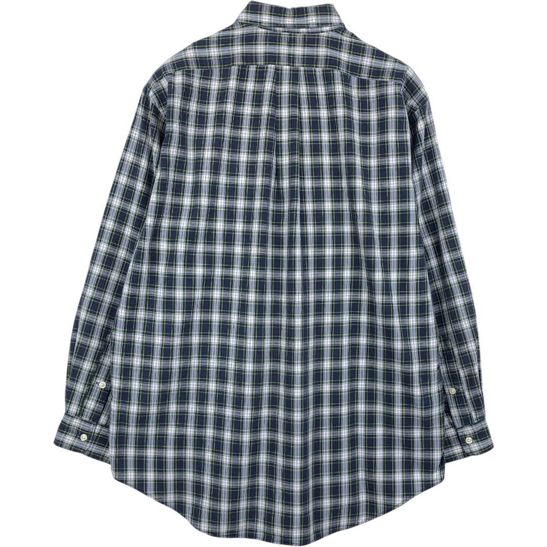Ralph Lauren BLAIRE long sleeve button down check shirt, men's size M cotton navy blue type Vintage Second Hand