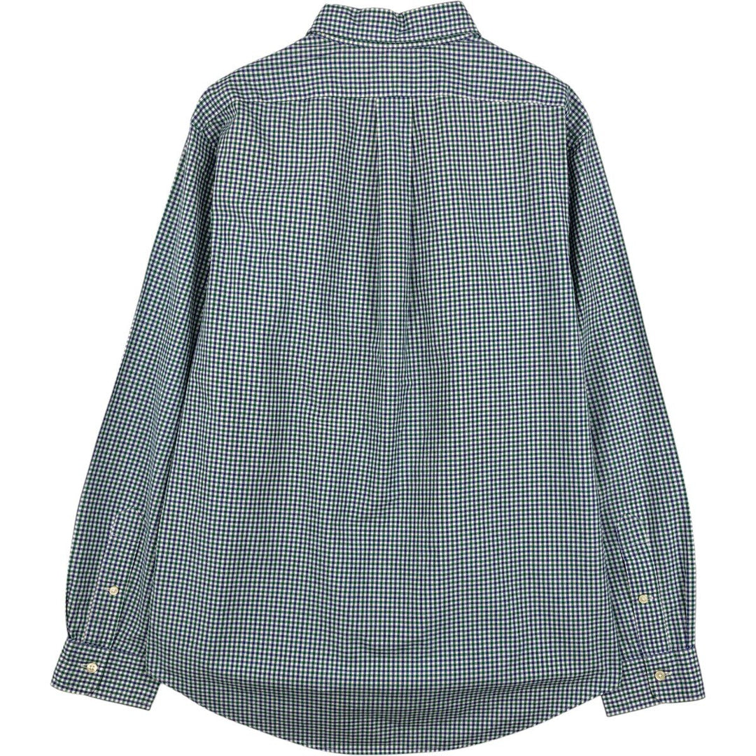 Ralph Lauren CUSTOM FIT long sleeve button down check shirt, men's size L cotton green type Vintage Second Hand
