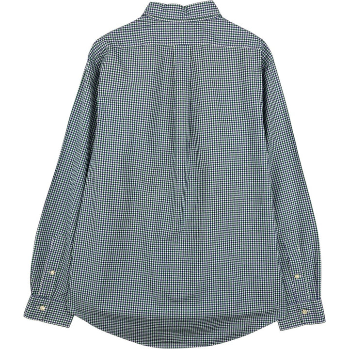 Ralph Lauren CUSTOM FIT long sleeve button down check shirt, men's size L cotton green type Vintage Second Hand