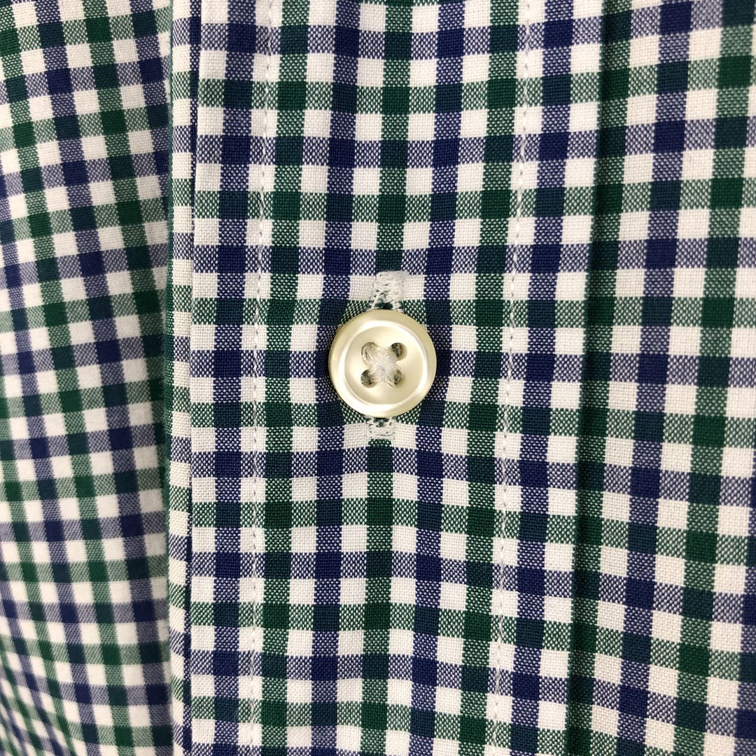 Ralph Lauren CUSTOM FIT long sleeve button down check shirt, men's size L cotton green type Vintage Second Hand