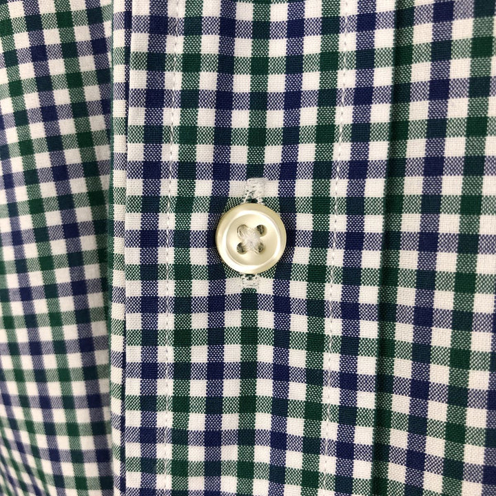 Ralph Lauren CUSTOM FIT long sleeve button down check shirt, men's size L cotton green type Vintage Second Hand