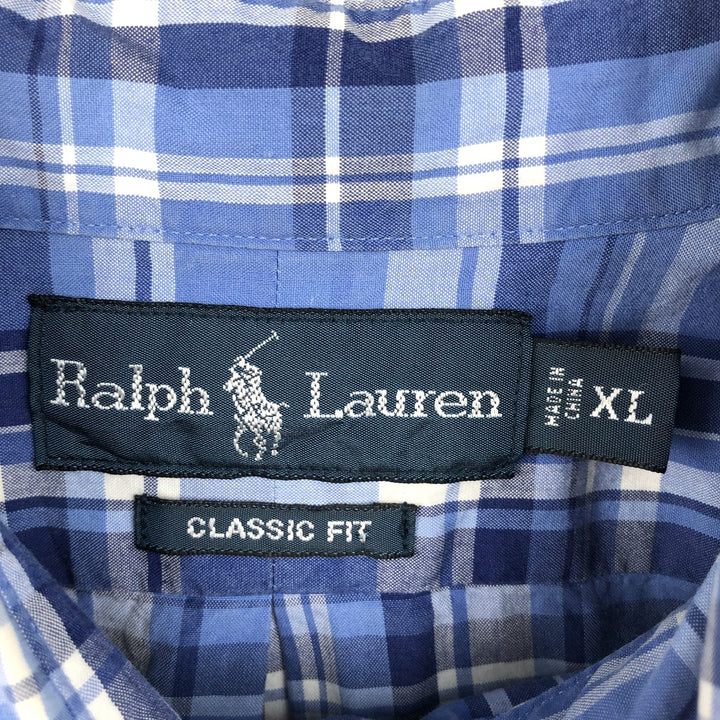 Ralph Lauren Classic Fit Long Sleeve Button Down Check Shirt Men's XL cotton blue type Vintage Second Hand