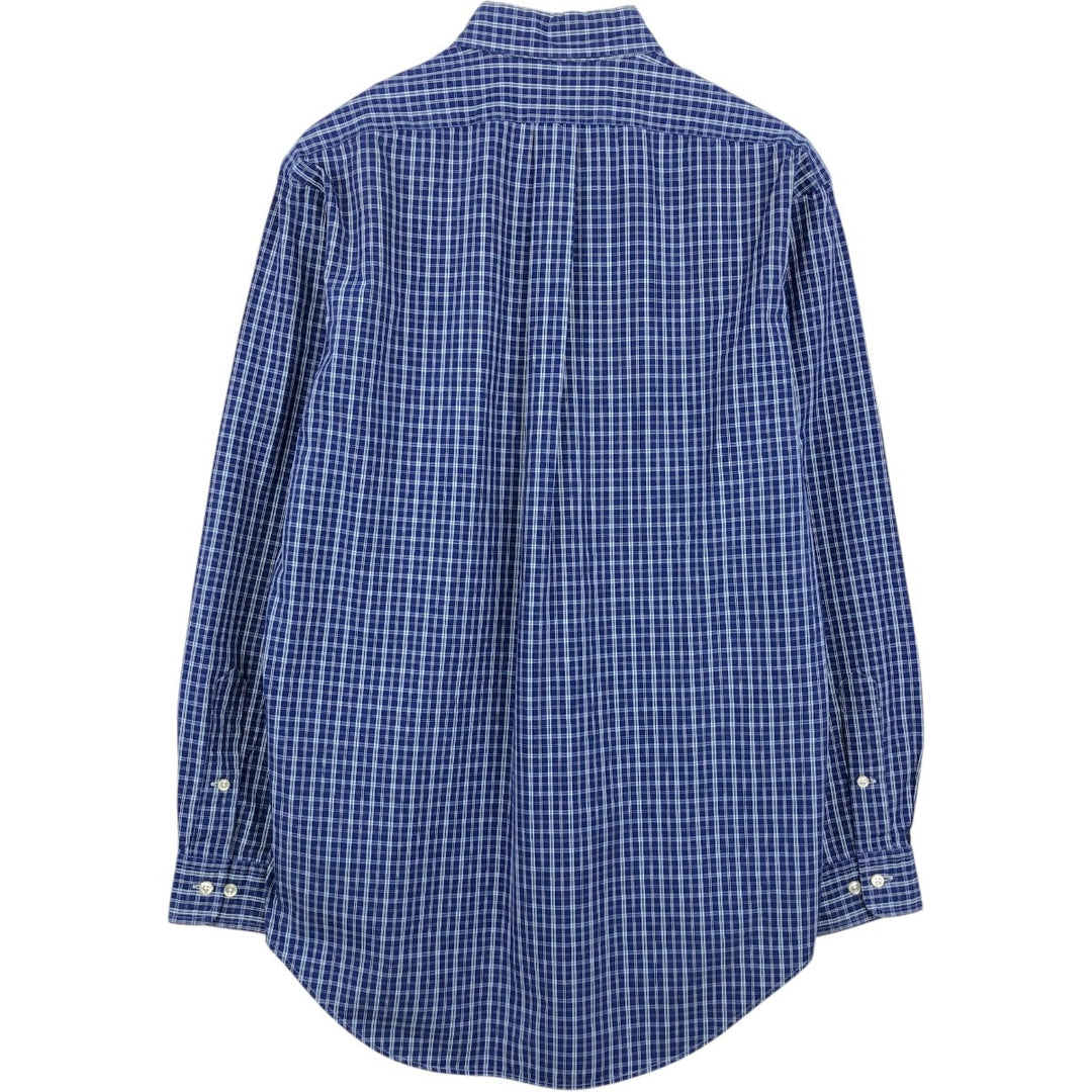 Ralph Lauren Classic Fit Long Sleeve Button-Down Check Shirt, Men's Size Small cotton Navy blue Vintage Second Hand