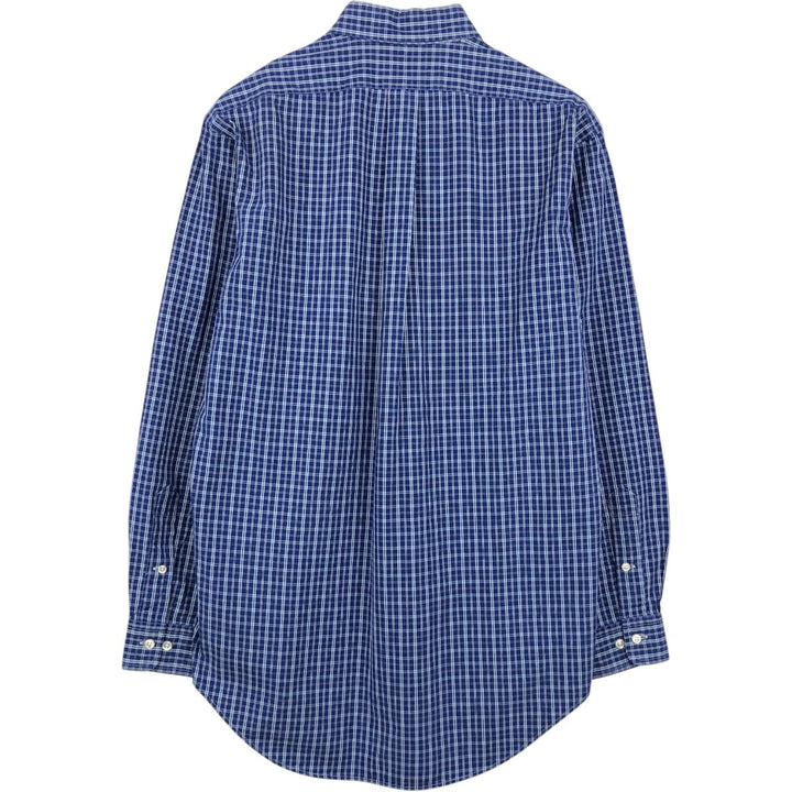 Ralph Lauren Classic Fit Long Sleeve Button-Down Check Shirt, Men's Size Small cotton Navy blue Vintage Second Hand