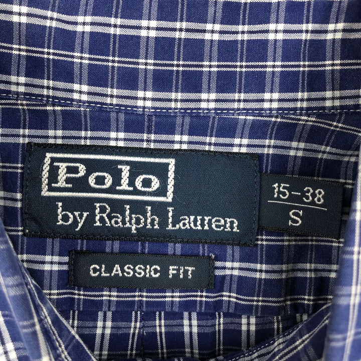 Ralph Lauren Classic Fit Long Sleeve Button-Down Check Shirt, Men's Size Small cotton Navy blue Vintage Second Hand