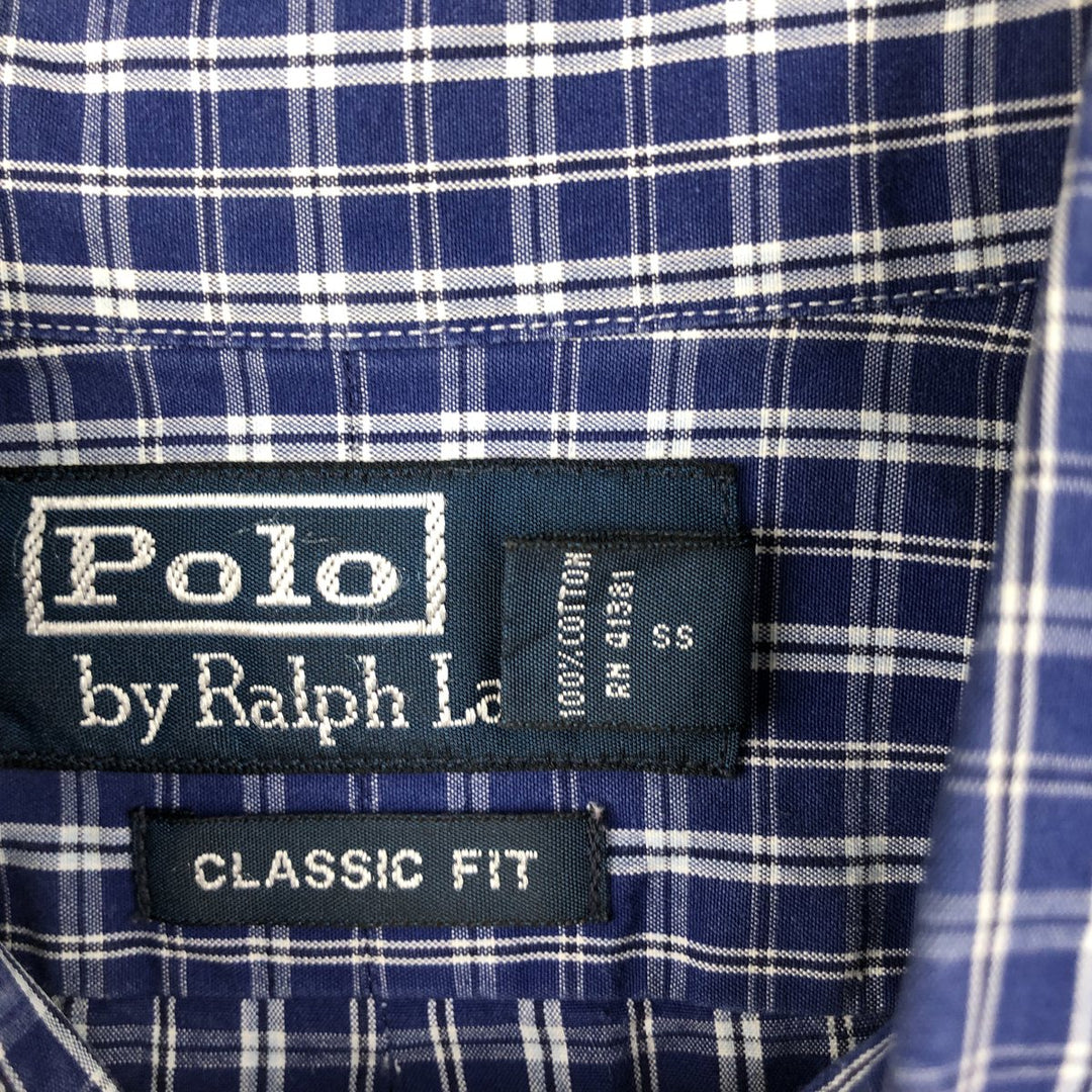 Ralph Lauren Classic Fit Long Sleeve Button-Down Check Shirt, Men's Size Small cotton Navy blue Vintage Second Hand