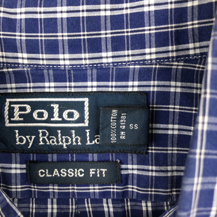 Ralph Lauren Classic Fit Long Sleeve Button-Down Check Shirt, Men's Size Small cotton Navy blue Vintage Second Hand