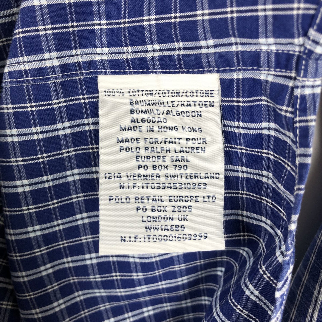 Ralph Lauren Classic Fit Long Sleeve Button-Down Check Shirt, Men's Size Small cotton Navy blue Vintage Second Hand