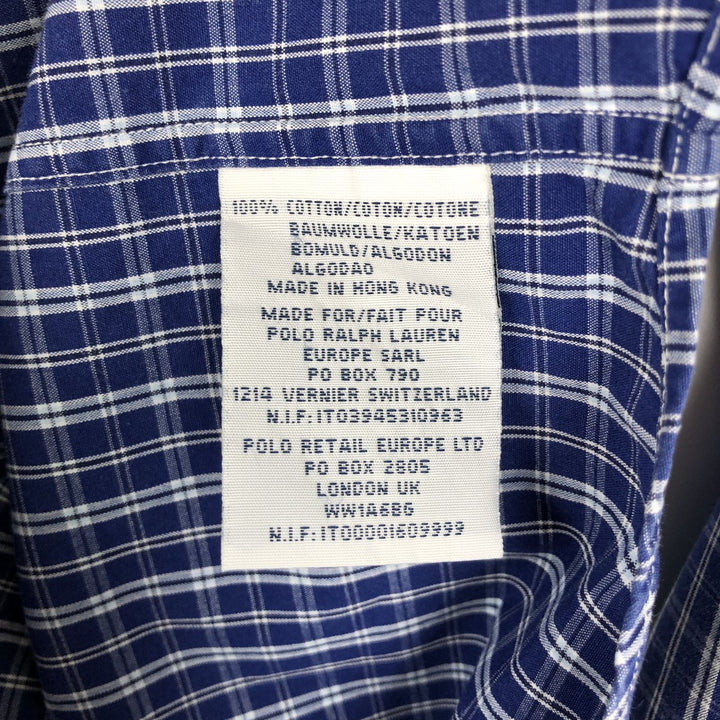 Ralph Lauren Classic Fit Long Sleeve Button-Down Check Shirt, Men's Size Small cotton Navy blue Vintage Second Hand