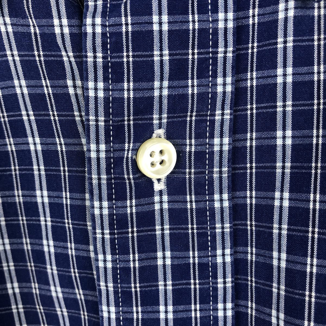 Ralph Lauren Classic Fit Long Sleeve Button-Down Check Shirt, Men's Size Small cotton Navy blue Vintage Second Hand