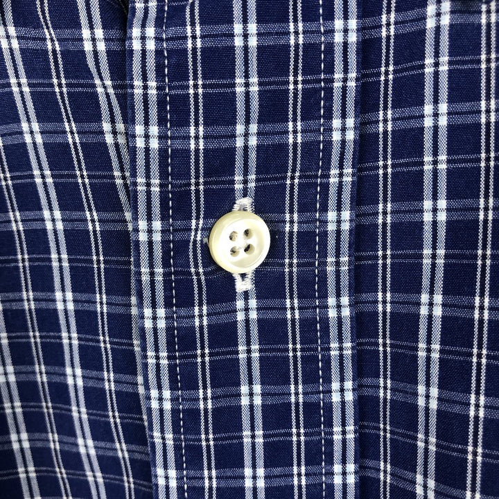 Ralph Lauren Classic Fit Long Sleeve Button-Down Check Shirt, Men's Size Small cotton Navy blue Vintage Second Hand