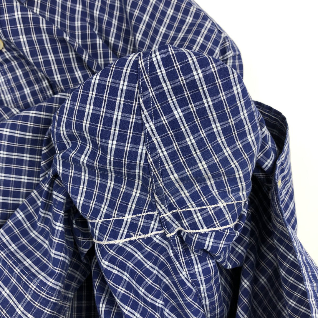 Ralph Lauren Classic Fit Long Sleeve Button-Down Check Shirt, Men's Size Small cotton Navy blue Vintage Second Hand