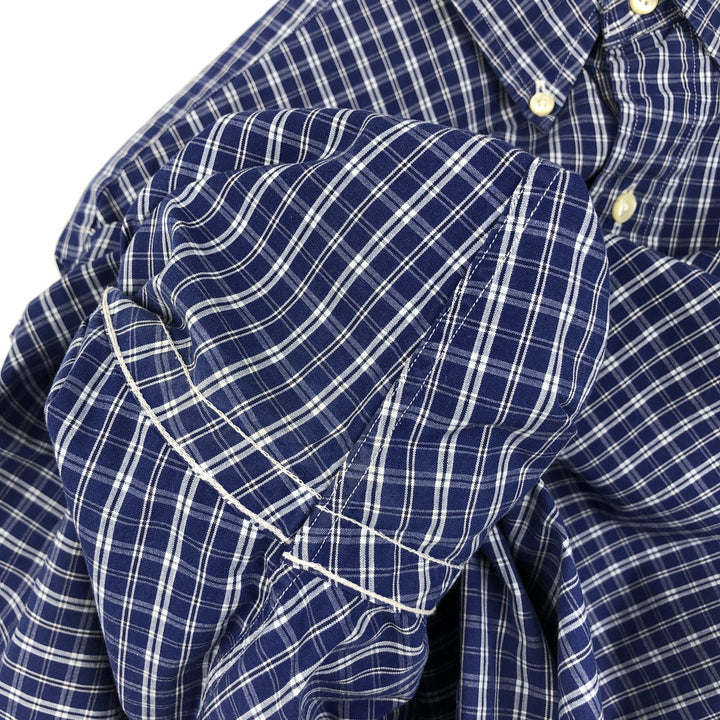 Ralph Lauren Classic Fit Long Sleeve Button-Down Check Shirt, Men's Size Small cotton Navy blue Vintage Second Hand
