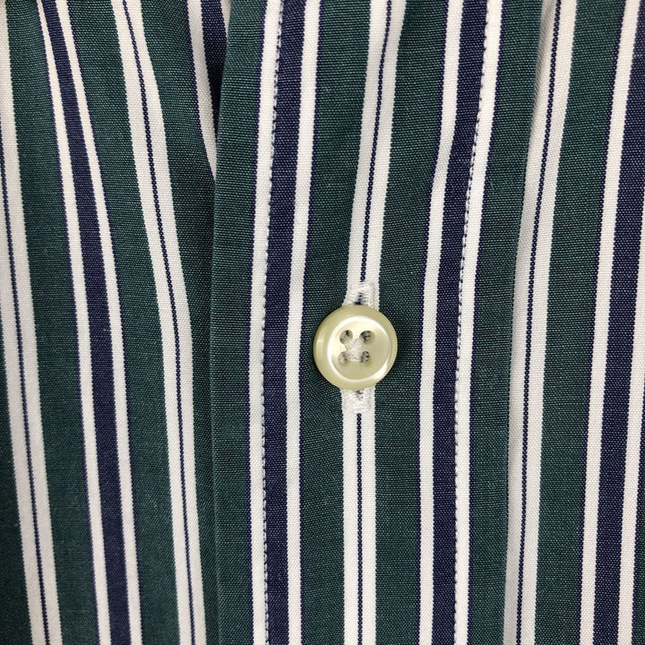 Ralph Lauren BLAKE Multi-Stripe Long Sleeve Button-Down Striped Shirt, Men's M cotton dark green Vintage Second Hand