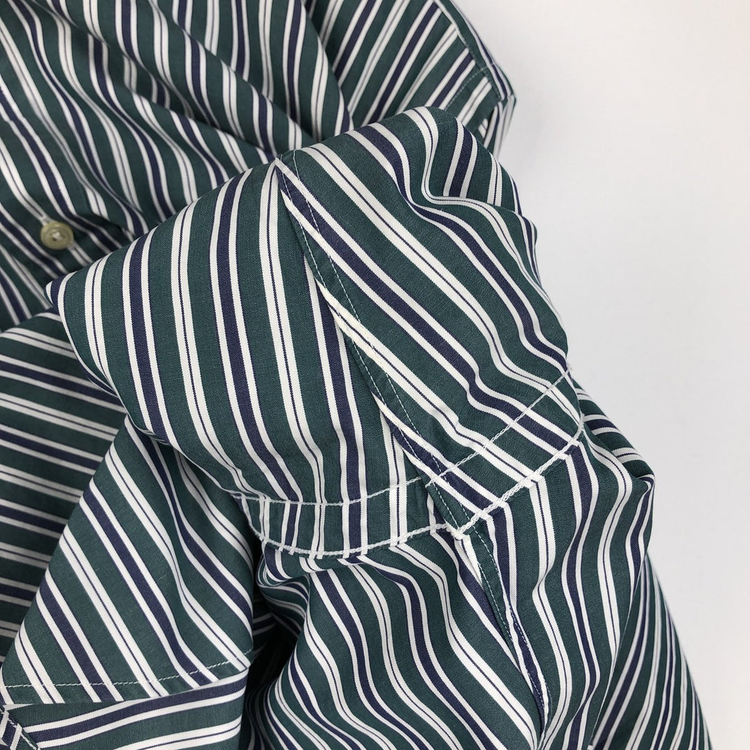 Ralph Lauren BLAKE Multi-Stripe Long Sleeve Button-Down Striped Shirt, Men's M cotton dark green Vintage Second Hand