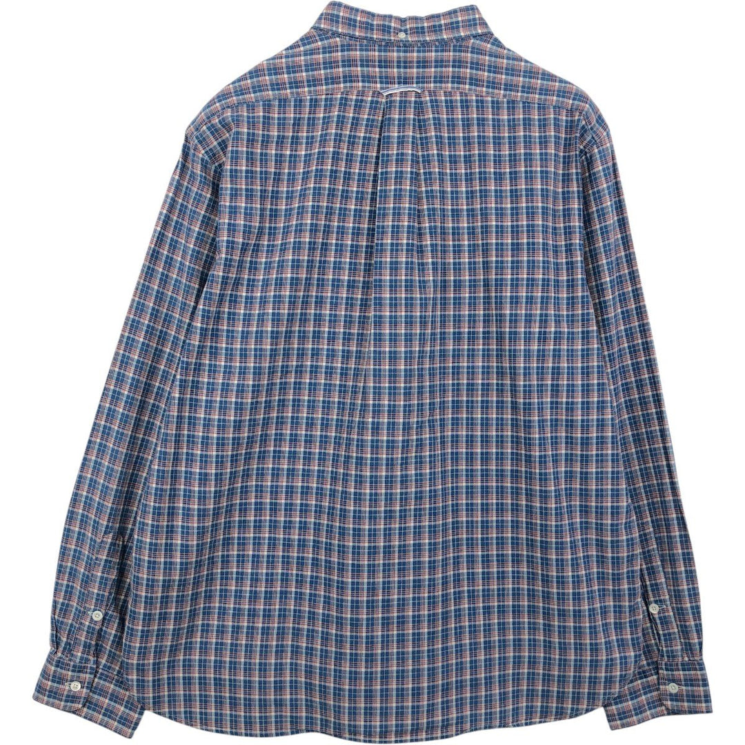 Ralph Lauren long sleeve button down check shirt, men's XL size cotton blue type Vintage Second Hand