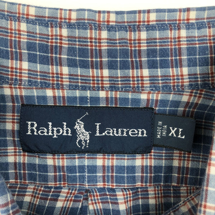 Ralph Lauren long sleeve button down check shirt, men's XL size cotton blue type Vintage Second Hand