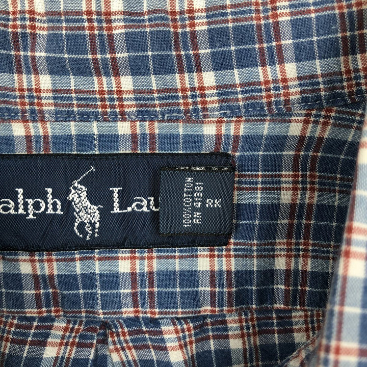 Ralph Lauren long sleeve button down check shirt, men's XL size cotton blue type Vintage Second Hand