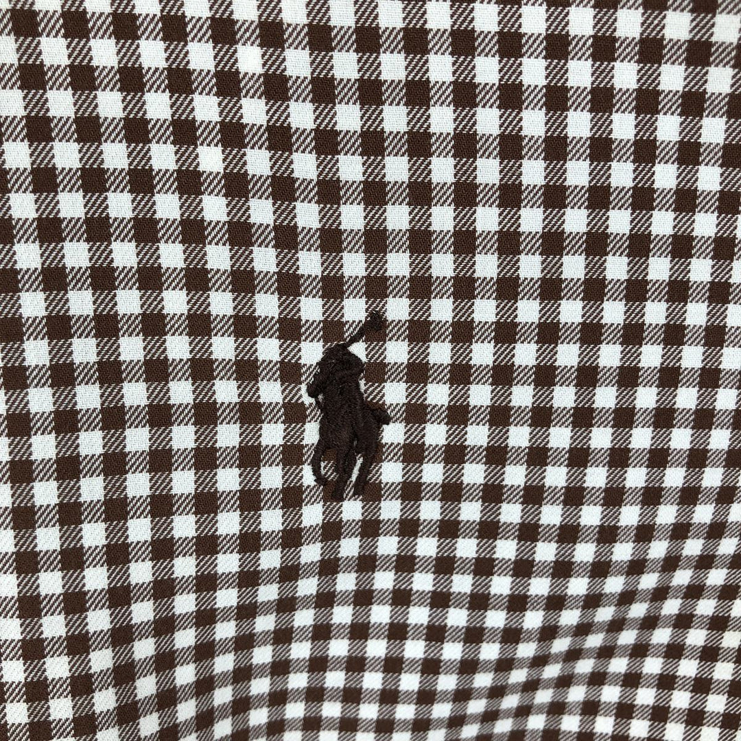 Ralph Lauren BLAKE Gingham Check Long Sleeve Button-Down Check Shirt, Men's Size L cotton brown type Vintage Second Hand