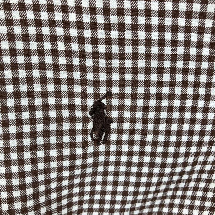 Ralph Lauren BLAKE Gingham Check Long Sleeve Button-Down Check Shirt, Men's Size L cotton brown type Vintage Second Hand