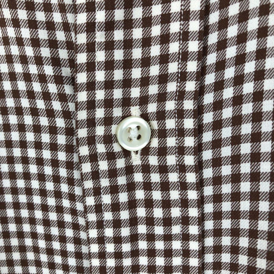 Ralph Lauren BLAKE Gingham Check Long Sleeve Button-Down Check Shirt, Men's Size L cotton brown type Vintage Second Hand