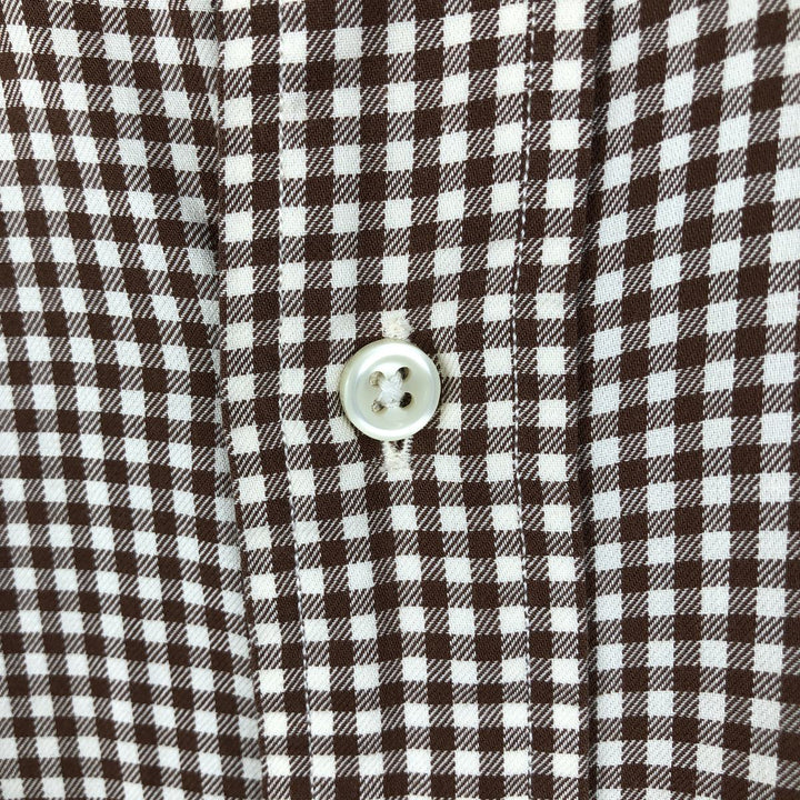 Ralph Lauren BLAKE Gingham Check Long Sleeve Button-Down Check Shirt, Men's Size L cotton brown type Vintage Second Hand