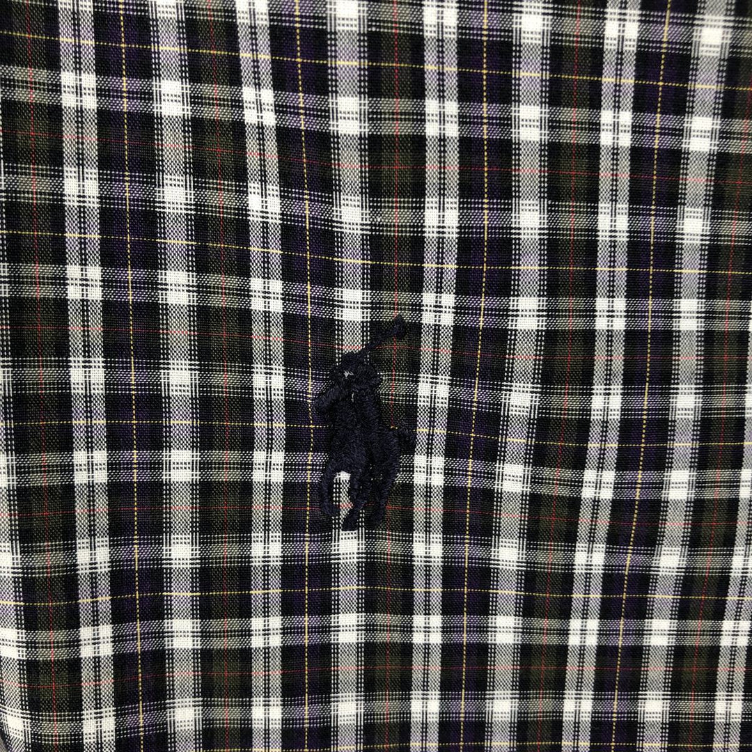 Ralph Lauren YARMOUTH Long Sleeve Button-Down Check Shirt, Men's Size L cotton purple type Vintage Second Hand