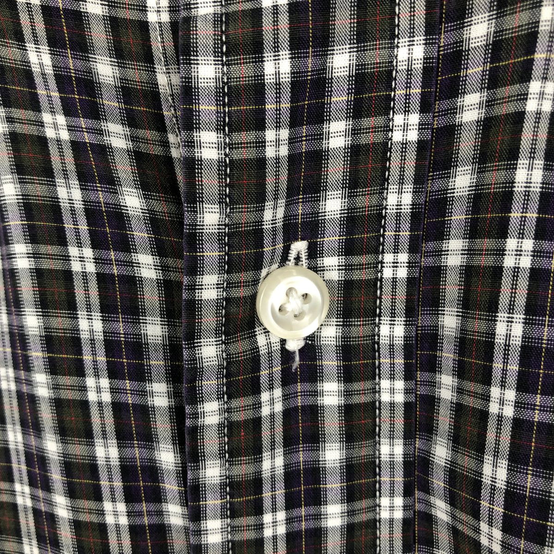 Ralph Lauren YARMOUTH Long Sleeve Button-Down Check Shirt, Men's Size L cotton purple type Vintage Second Hand