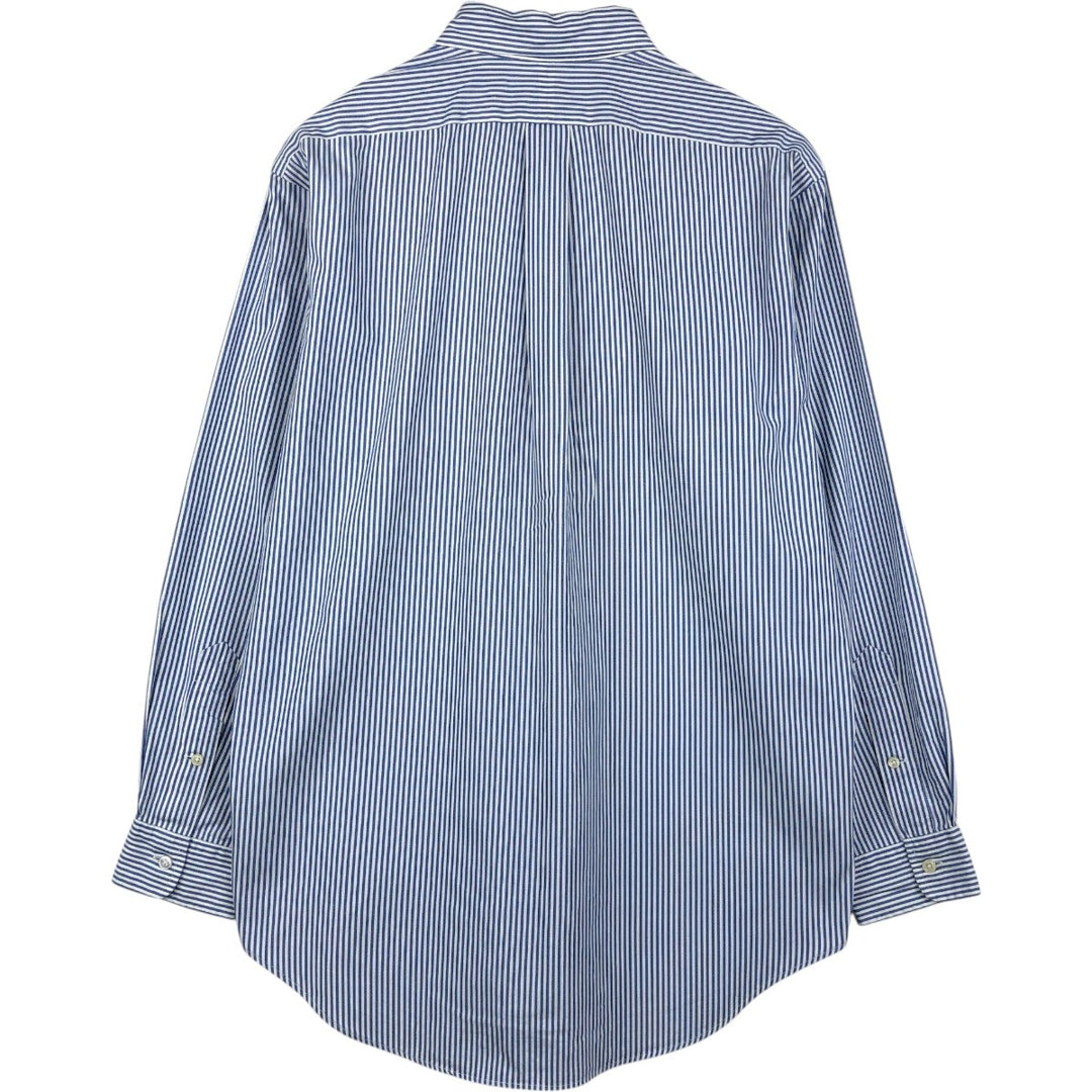 Ralph Lauren YARMOUTH Long Sleeve Button-Down Striped Shirt, Men's M Size cotton blue type Vintage Second Hand