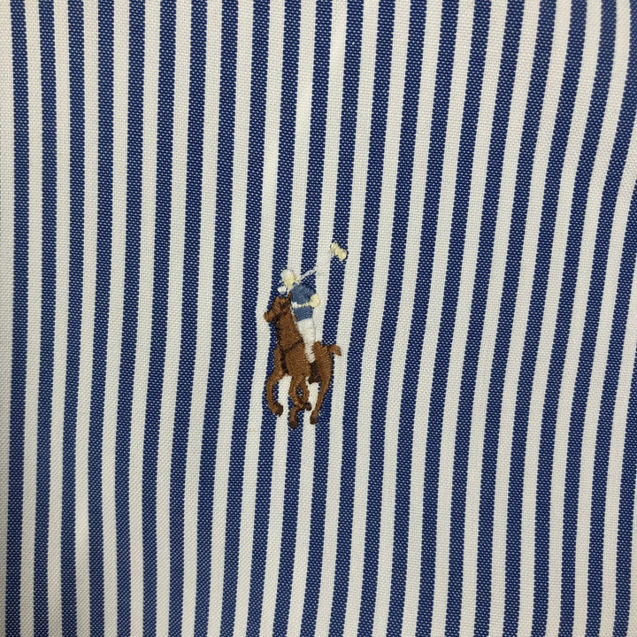 Ralph Lauren YARMOUTH Long Sleeve Button-Down Striped Shirt, Men's M Size cotton blue type Vintage Second Hand