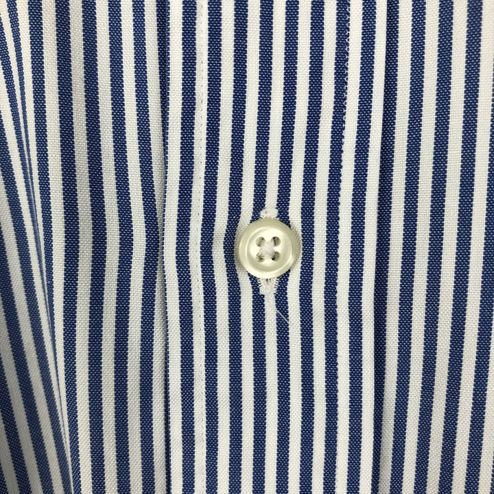 Ralph Lauren YARMOUTH Long Sleeve Button-Down Striped Shirt, Men's M Size cotton blue type Vintage Second Hand