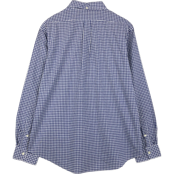 Ralph Lauren Gingham Check Long Sleeve Button-Down Check Shirt Men's XL cotton Navy blue Vintage Second Hand