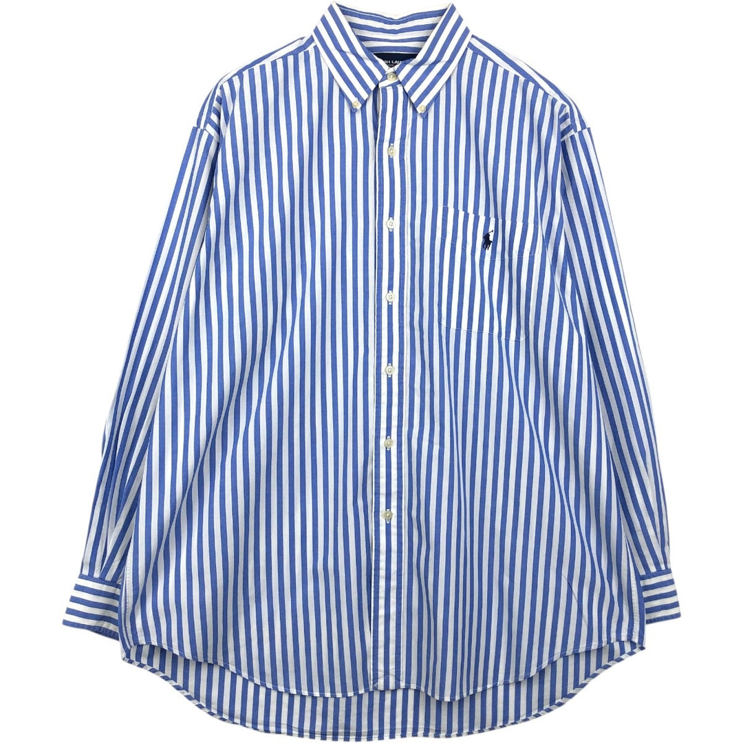 Ralph Lauren GOLF TILDEN Long-Sleeve Button-Down Striped Shirt, Men's Size L (approx.) cotton white type Vintage Second Hand