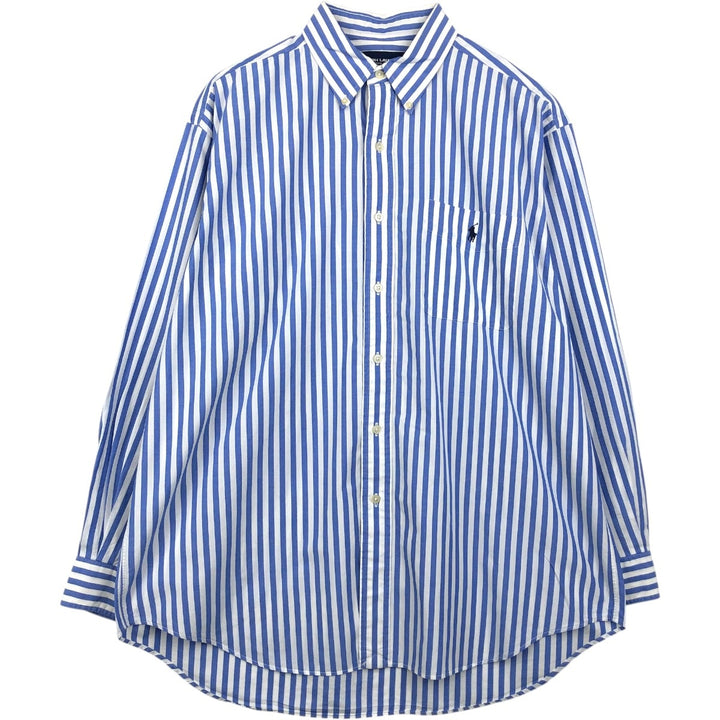 Ralph Lauren GOLF TILDEN Long-Sleeve Button-Down Striped Shirt, Men's Size L (approx.) cotton white type Vintage Second Hand