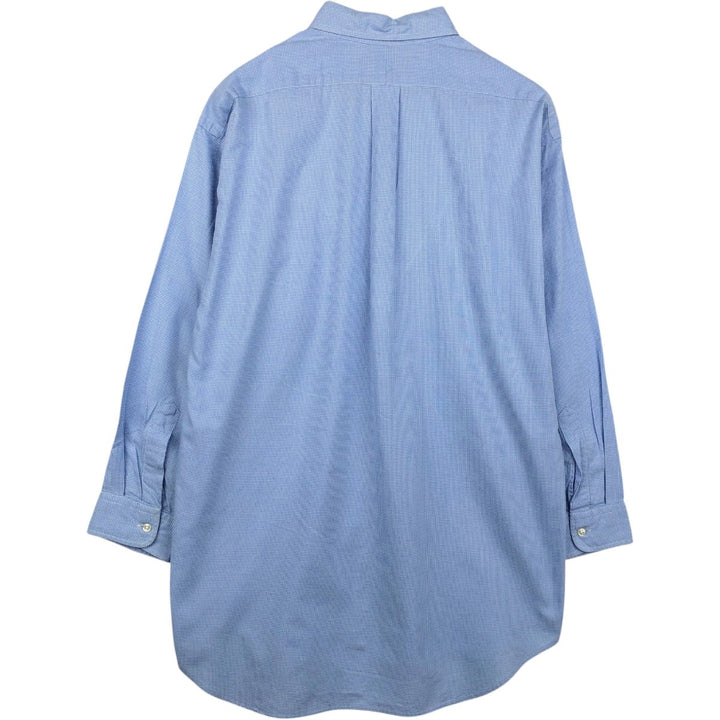 Ralph Lauren BLAKE Houndstooth Pattern Long Sleeve Button Down Shirt Men's Size L cotton Blue type light blue Vintage Second Hand