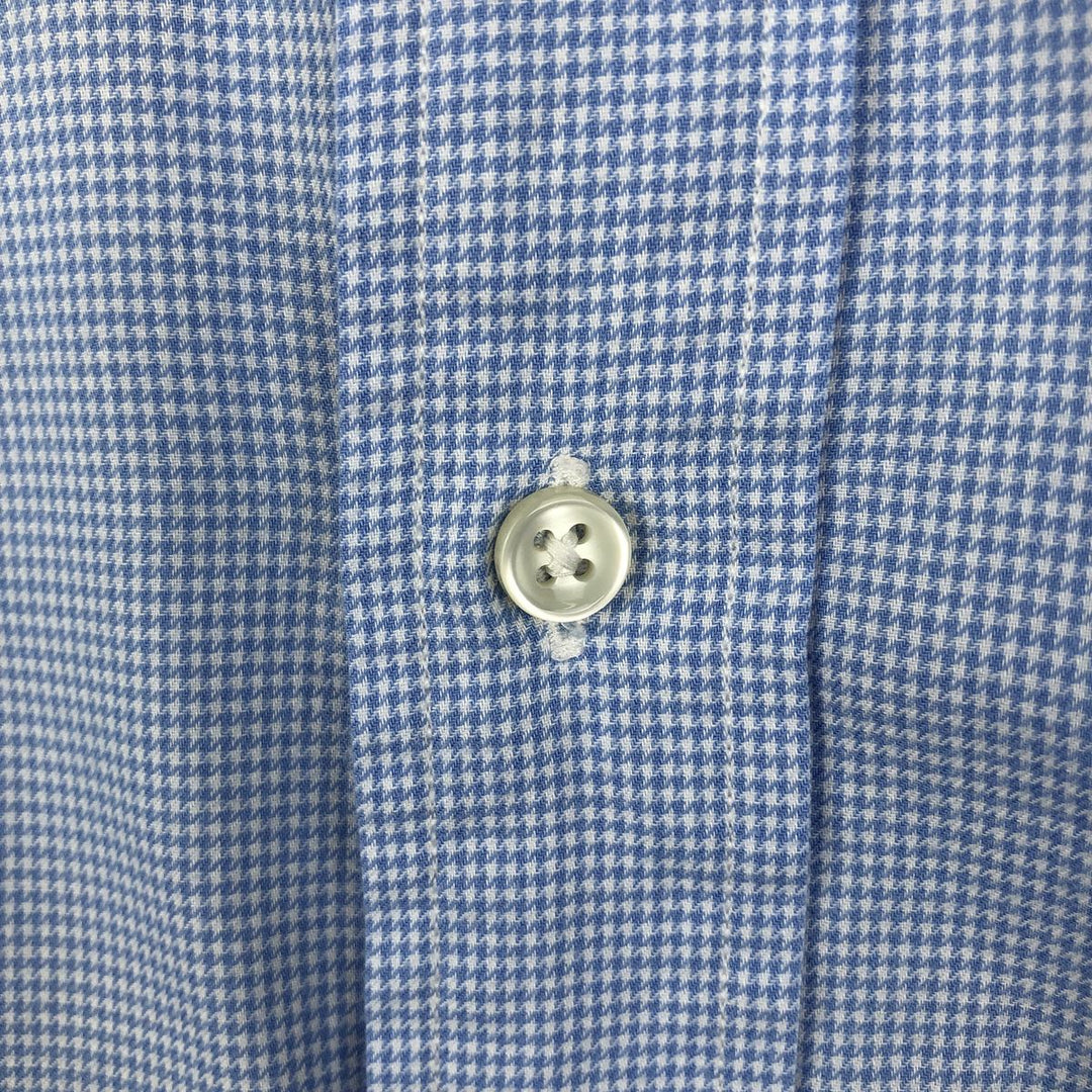 Ralph Lauren BLAKE Houndstooth Pattern Long Sleeve Button Down Shirt Men's Size L cotton Blue type light blue Vintage Second Hand