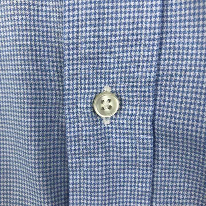 Ralph Lauren BLAKE Houndstooth Pattern Long Sleeve Button Down Shirt Men's Size L cotton Blue type light blue Vintage Second Hand