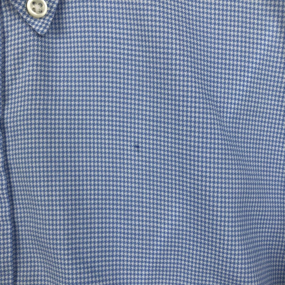Ralph Lauren BLAKE Houndstooth Pattern Long Sleeve Button Down Shirt Men's Size L cotton Blue type light blue Vintage Second Hand